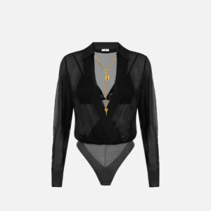 Elisabetta Franchi Body aus Georgette mit Schmuckkette
