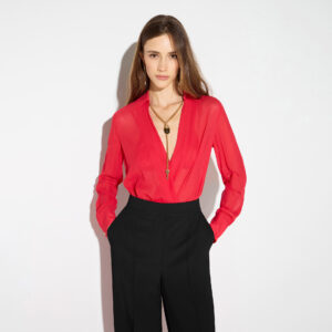 Elisabetta Franchi Body aus Georgette mit Schmuckkette – Bild 2