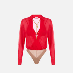 Elisabetta Franchi Body aus Georgette mit Schmuckkette – Bild 5
