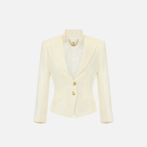 Elisabetta Franchi Jacke aus Gabardine mit Schmuckkragen