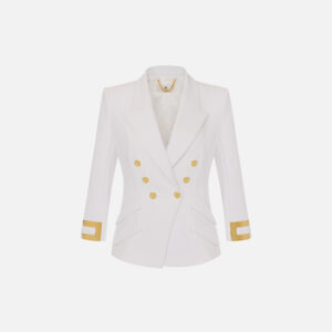 Elisabetta Franchi Jacke doppellagigem Stretch-Crêpe mit Schmuck-Logo