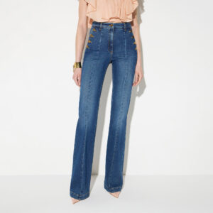 Elisabetta Franchi Palazzo-Jeans mit Knopfleiste – Bild 2