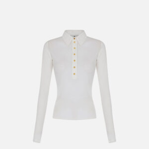 Elisabetta Franchi Poloshirt aus Strick und Taffeta