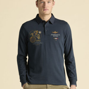 Aeronautica Militare Besticktes Langarm-Poloshirt