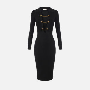 Elisabetta Franchi Strickkleid mit Schmuckketten – Bild 3