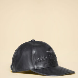 Aeronautica Militare Cap aus Kunstleder mit geprägtem Logo