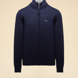 Aeronautica Militare Full-Zip-Strickjacke aus Merinowolle – Bild 4