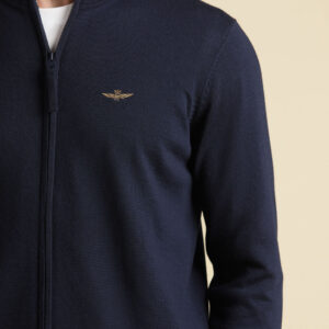 Aeronautica Militare Full-Zip-Strickjacke aus Merinowolle – Bild 3