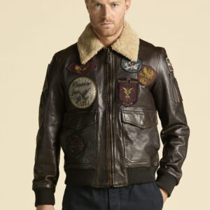 Aeronautica Militare Pilotenjacke aus Leder mit Patches