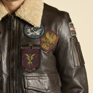 Aeronautica Militare Pilotenjacke aus Leder mit Patches – Bild 3