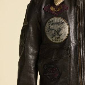 Aeronautica Militare Pilotenjacke aus Leder mit Patches – Bild 4